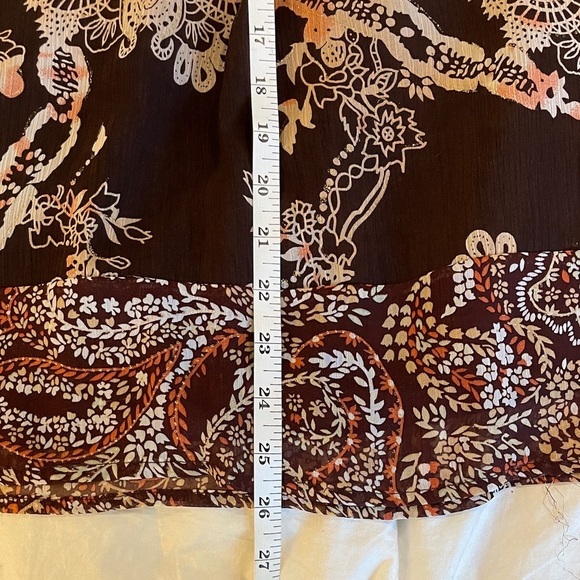 Boho Floral Women's Peasant Top - Brown Size XL - Picture 9 of 10